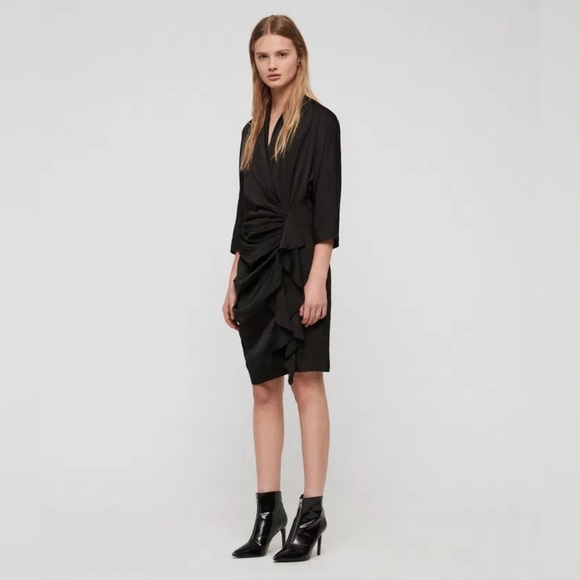 Allsaints Issey Dress, Black, Size 2 - Picture 1 of 14